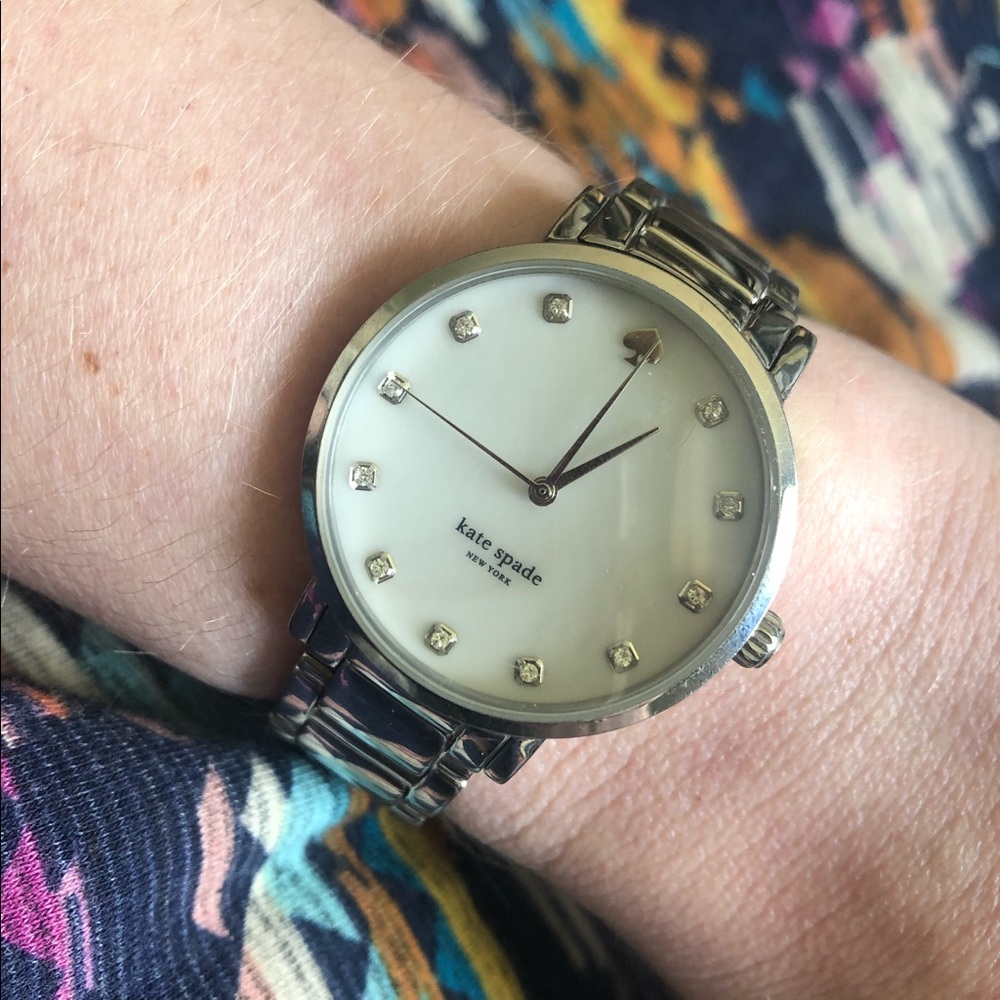Kate Spade Silver Watch with Pearl White Face
